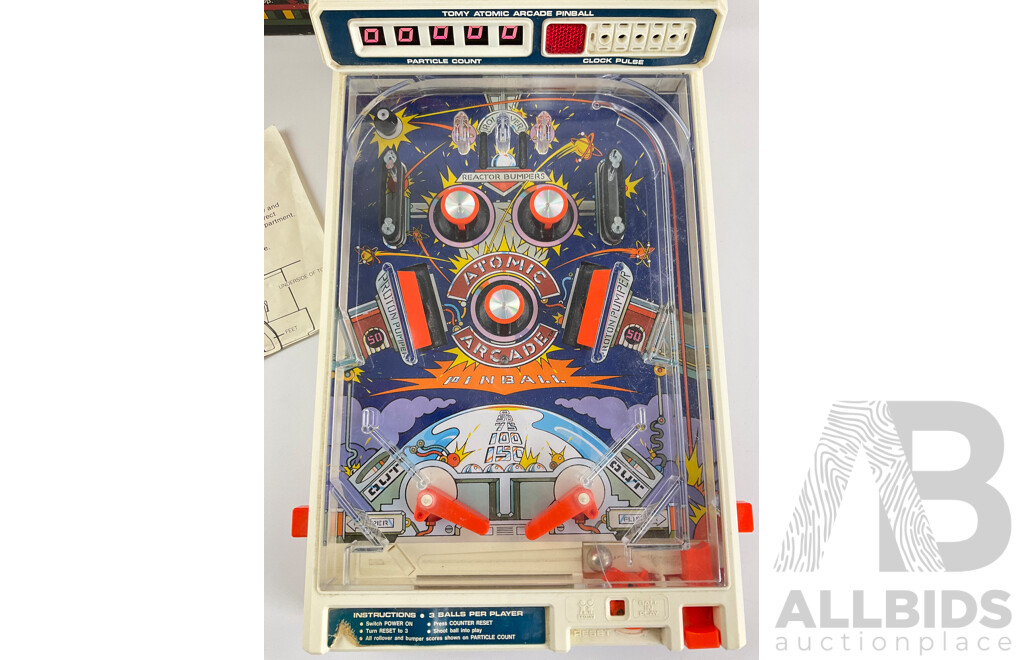 Vintage Tomy Atomic Arcade Pin Ball Machine with Original Box