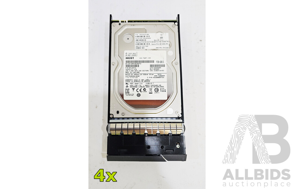 HGST (0F19473) 2TB SATA 3.5-Inch Hard Drive - Lot of Four