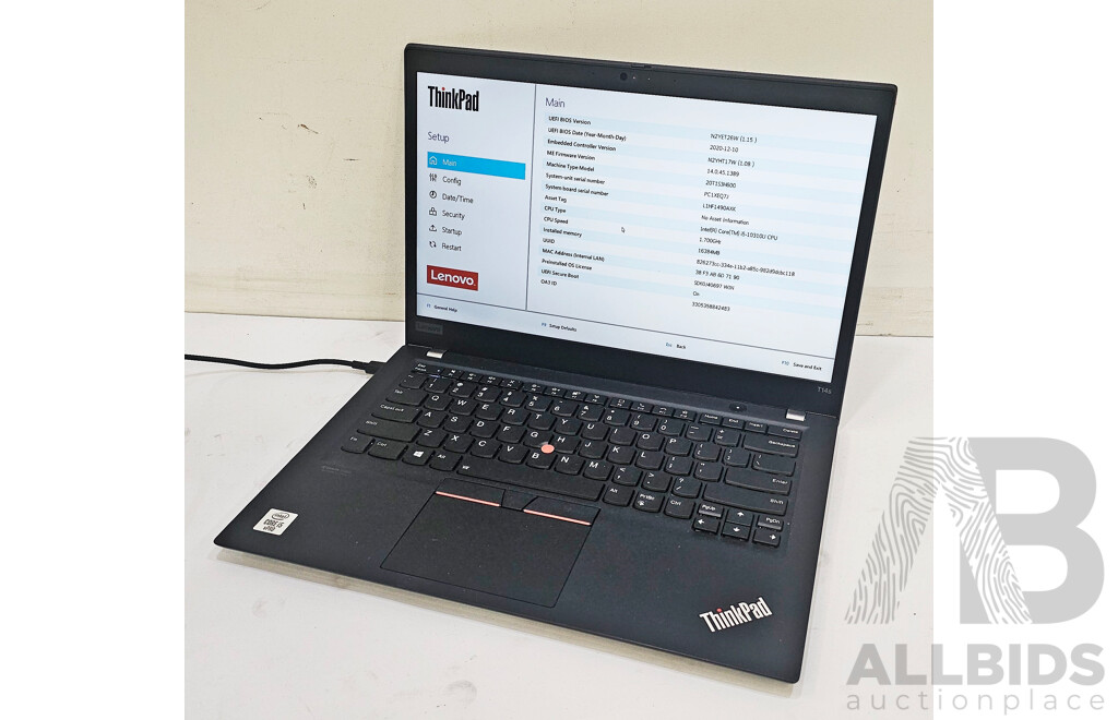 Lenovo T14s 10th Gen Intel Core I5 (10310U) 1.70GHz-4.40GHz 4-Core CPU 14-Inch FHD Laptop W/ Power Supply