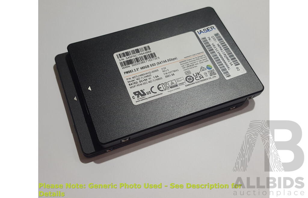 Samsung (PM883) 480GB SATA 6Gbps 2.5-Inch Solid State Drive - Lot of Two