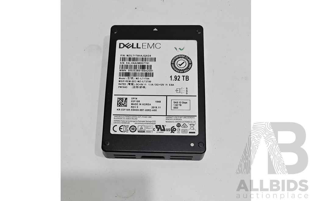 Dell (MZILT1T9HAJQAD4) 1.92TB SAS 12Gbps 2.5-Inch Solid State Drive