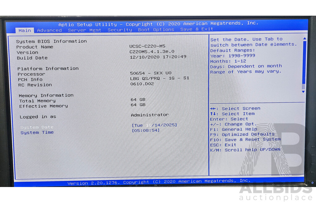 Cisco UCSC C220 M5 Intel Xeon SILVER (4110) 2.10GHz-3.00GHz 8-Core CPU 1RU Server W/ 64GB DDR4