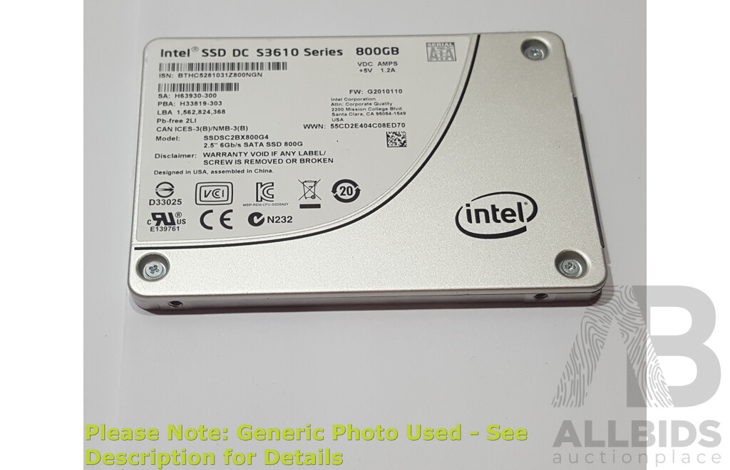 Intel (SSDSC2BX800G4) SSD DC S3610 Series 800GB SATA 6Gbps 2.5-Inch Solid State Drive