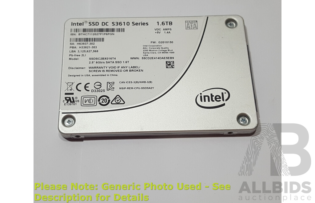 Intel (SSDSC2BX016T4) SSD DC S3610 Series 1.60TB SATA 6Gbps 2.5-Inch Solid State Drive