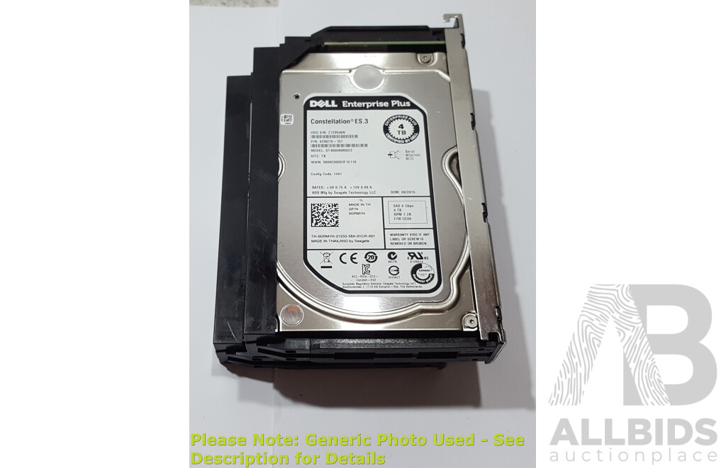 Dell (ST4000NM0023) Enterprise Plus Constellation ES.3 4TB SAS 6Gbps 7.2K 3.5-Inch Hard Drive - Lot of Two