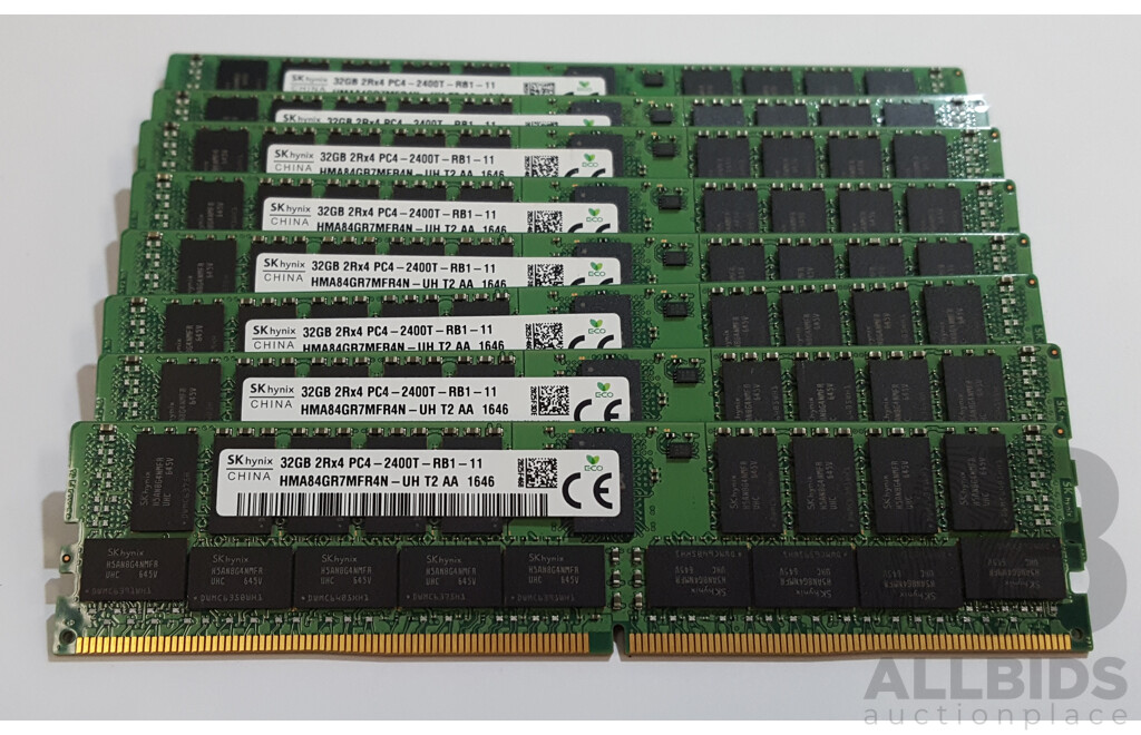 SK Hynix 32GB ECC DDR4 2400T RDIMM RAM - Lot of Eight