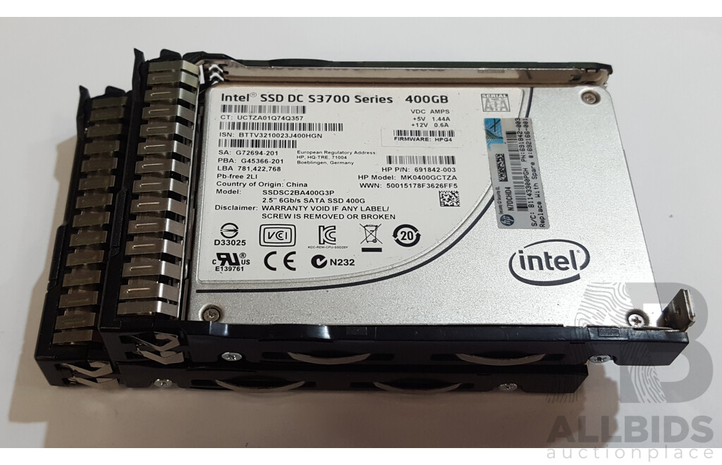 Intel (SSDSC2BA400G3P) SSD DC S3700 Series 400GB SATA 6Gbps 2.5-Inch Solid State Drive - Lot of Two