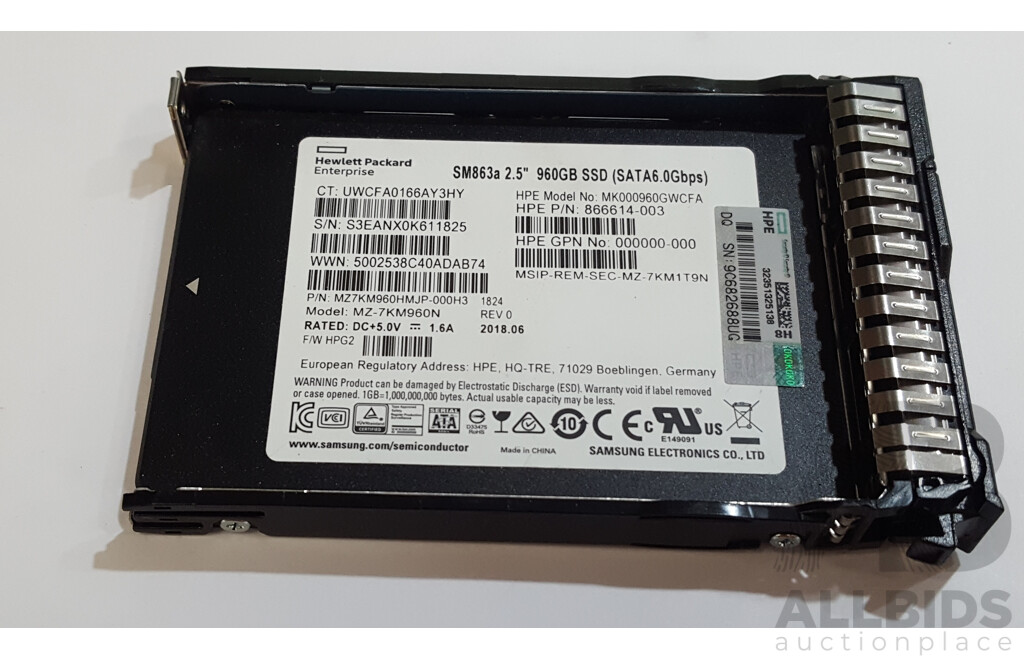 HP Enterprise (SM863a) 960GB SATA 6Gbps 2.5-Inch Solid State Drive