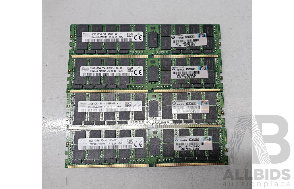 SK Hynix 32GB ECC DDR4 2133P LRDIMM RAM - Lot of Four