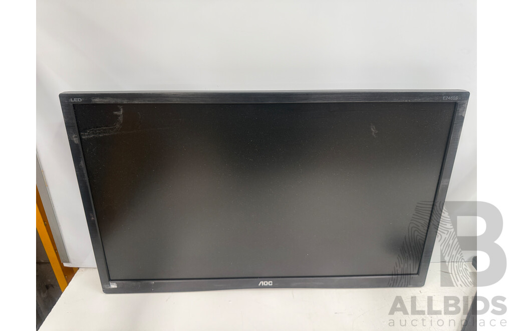 2x AOC 24 Inch E2460SD LCD Monitor + Sonder Dual Arm Monitor Stand