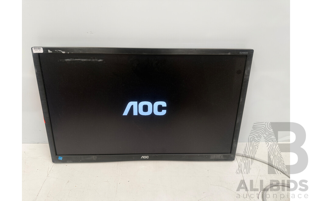 2x AOC 24 Inch E2460SD LCD Monitor + Sonder Dual Arm Monitor Stand