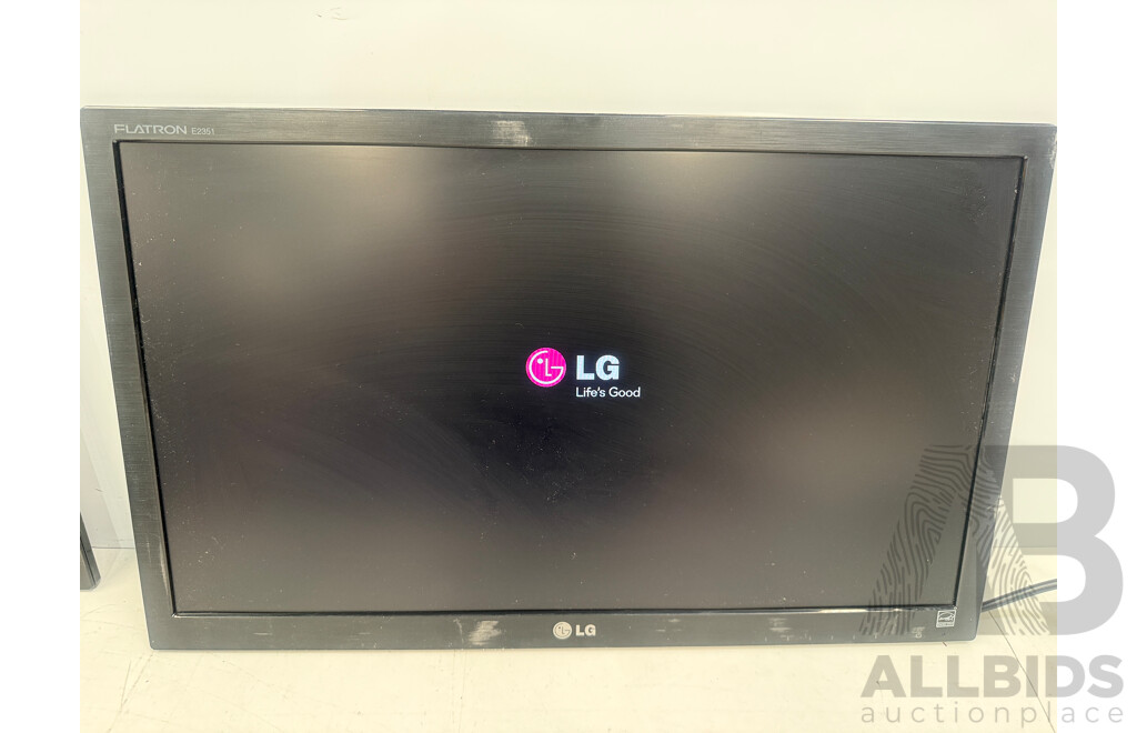 2x LG Flatron E2351VR LED 23Inch Monitors + Dual Monitor Desk Mount with USB Plugs