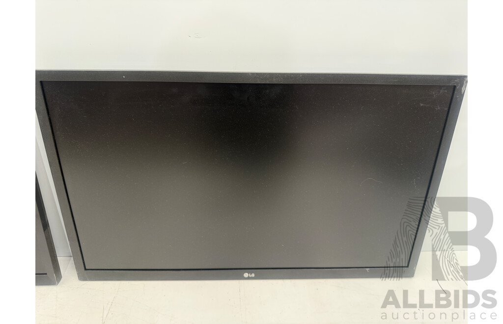 2x LG 24MK430H LED 24Inch Monitors + Dual Monitor Desk Mount with USB Plugs