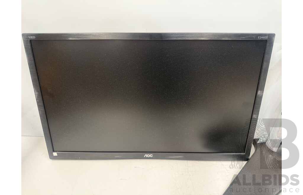 2x AOC 24 Inch E2460SD LCD Monitor + Sonder Dual Arm Monitor Stand