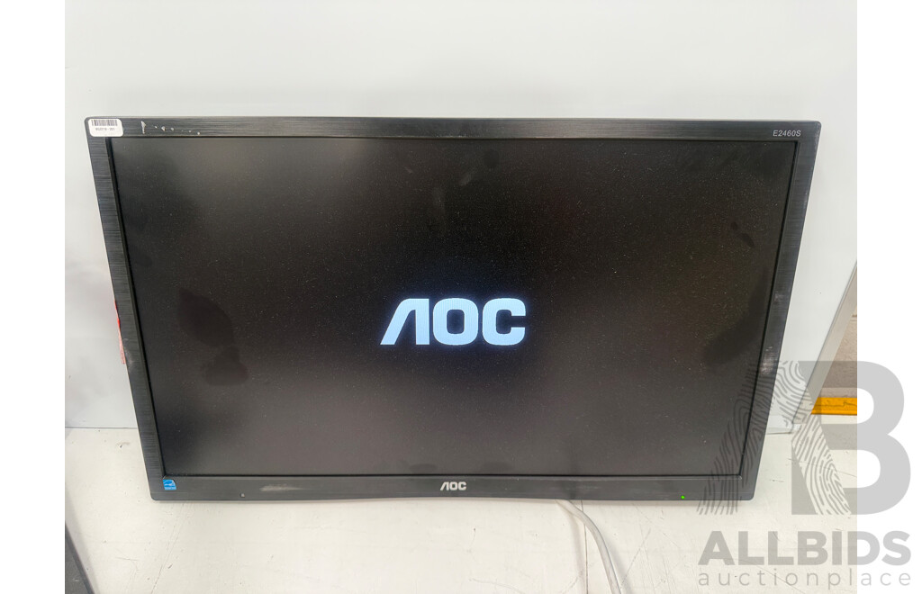 2x AOC 24 Inch E2460SD LCD Monitor + Sonder Dual Arm Monitor Stand