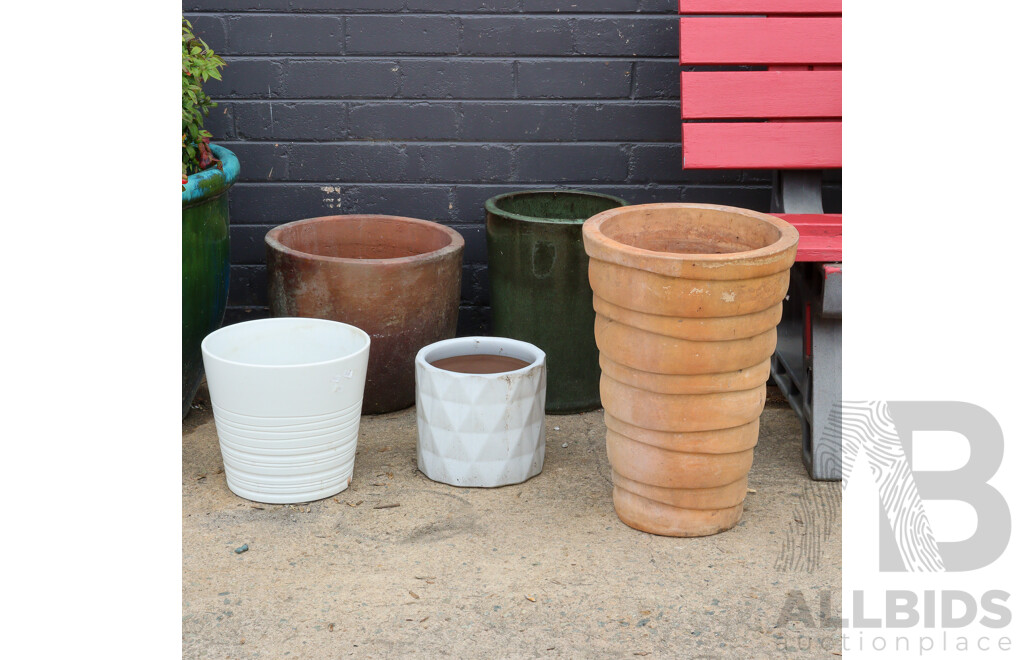 Collection of Five Various Garden Planters