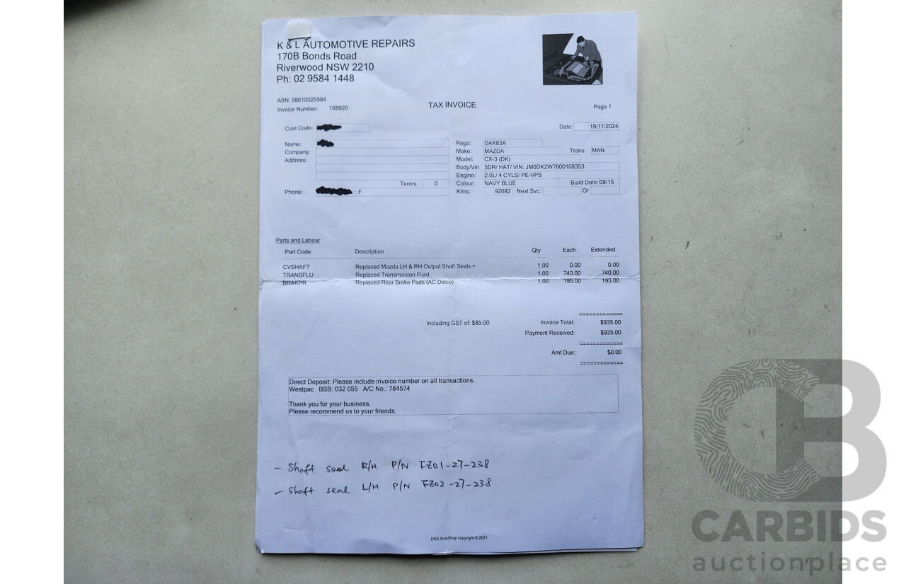 8/2015 Mazda CX-3 S-Touring DK Safety Pack 4d Wagon Deep Crystal Blue 2.0L