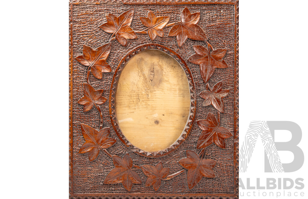 Pair of Vintage Carved Folk Art Photo Frames