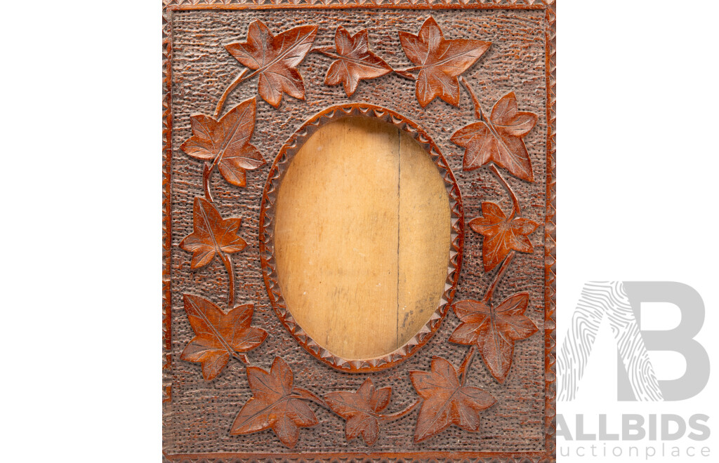 Pair of Vintage Carved Folk Art Photo Frames