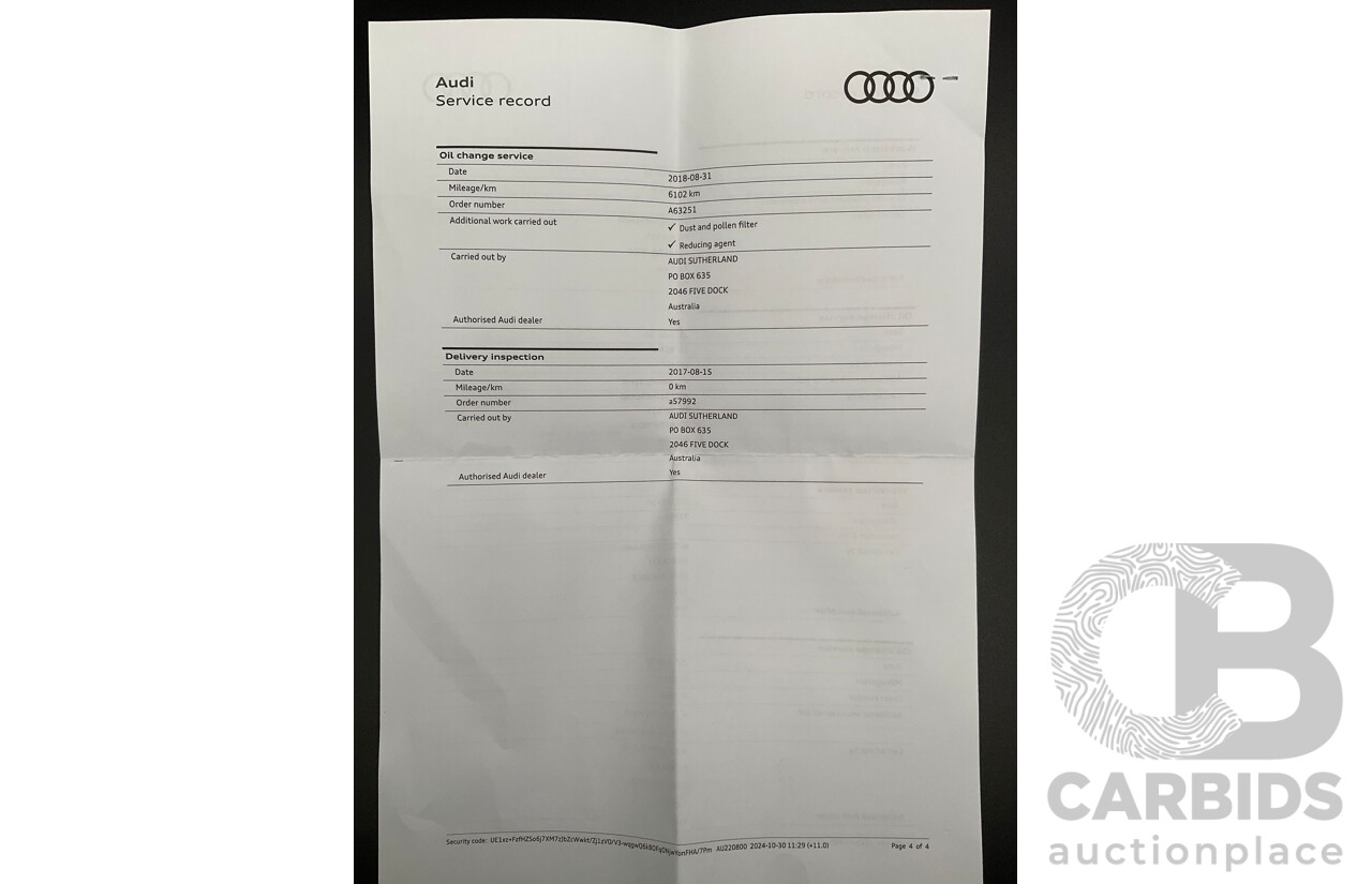 11/2016 Audi Q7 3.0 TDI Quattro (200kW AWD) 4M MY17 4d Wagon Night Black Turbo Diesel 3.0L