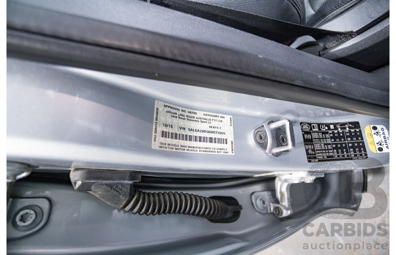 12/2015 Land Rover Discovery Sport SD4 HSE (AWD) LC 4D Wagon Indus Silver Turbo Diesel 2.2L - 7 Seats