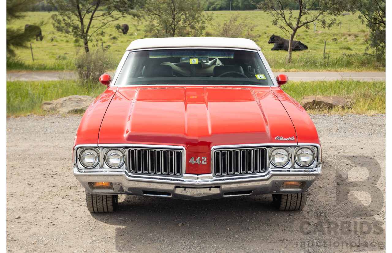 01/1970 Oldsmobile 442 (Cutlass) 2d Convertible Matador Red / White Roof 455ci Rocket V8 7.3L