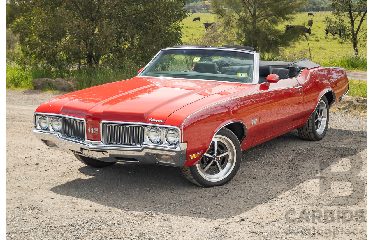01/1970 Oldsmobile 442 (Cutlass) 2d Convertible Matador Red / White Roof 455ci Rocket V8 7.3L