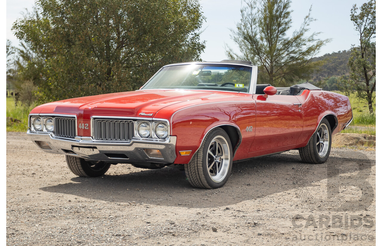 01/1970 Oldsmobile 442 (Cutlass) 2d Convertible Matador Red / White Roof 455ci Rocket V8 7.3L