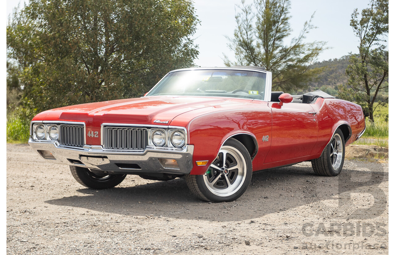 01/1970 Oldsmobile 442 (Cutlass) 2d Convertible Matador Red / White Roof 455ci Rocket V8 7.3L