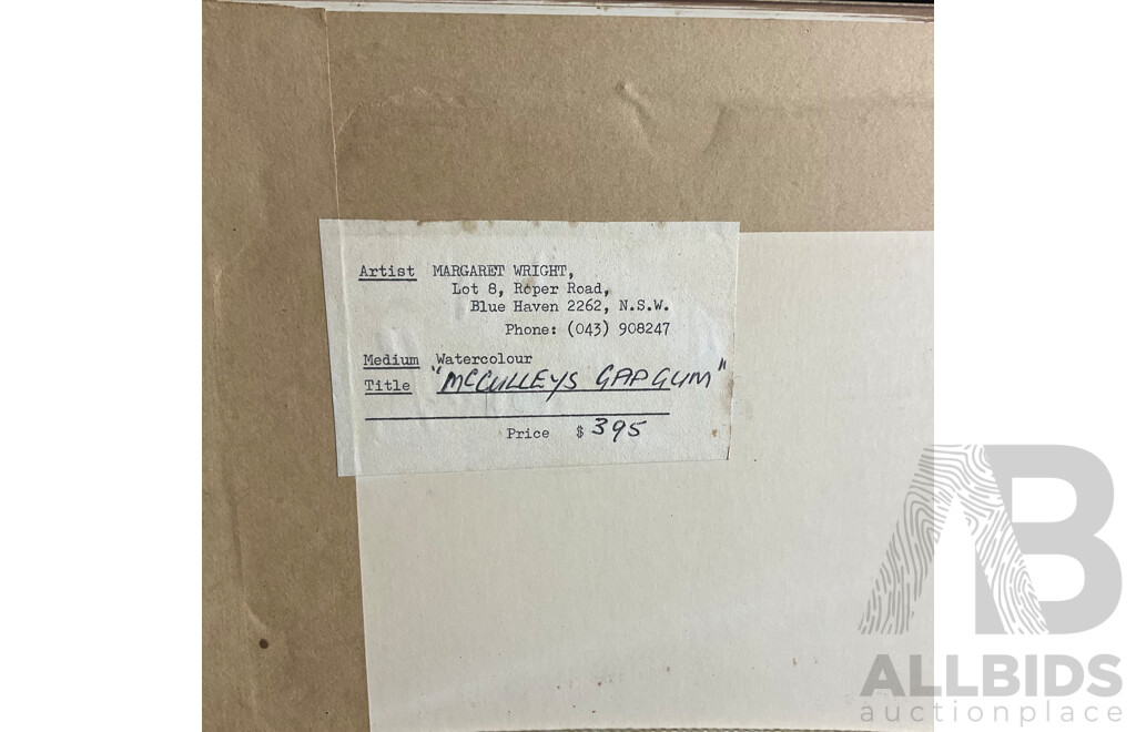 Framed Margaret Wrigh, McCulley’s Gap Farm , Watercolour