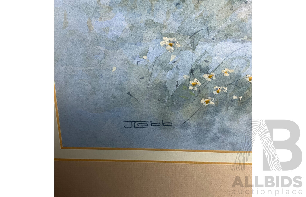 Janet Hoyer-Cobb Framed Landscape with Cottage ,Watercolour on Paper