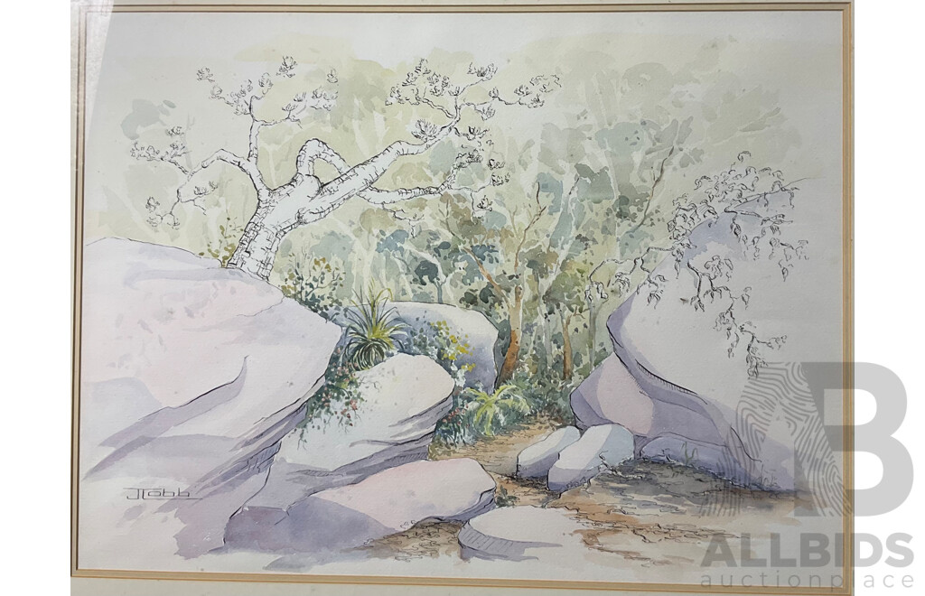 Janet Hoyer-Cobb Framed Landscape, Watercolor on Paper Refer.5