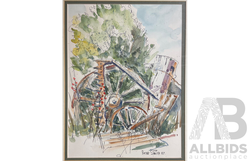 1987, Roger Smith, Farm Relics, Emu Plains, Watercolour on Paper