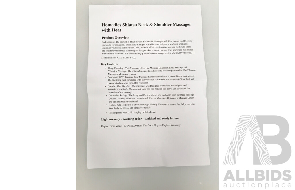 Assorted Massage Products - Hand Massager, Shiatsu Neck & Shoulder Massager, and Massage Pillow - Lot of 3