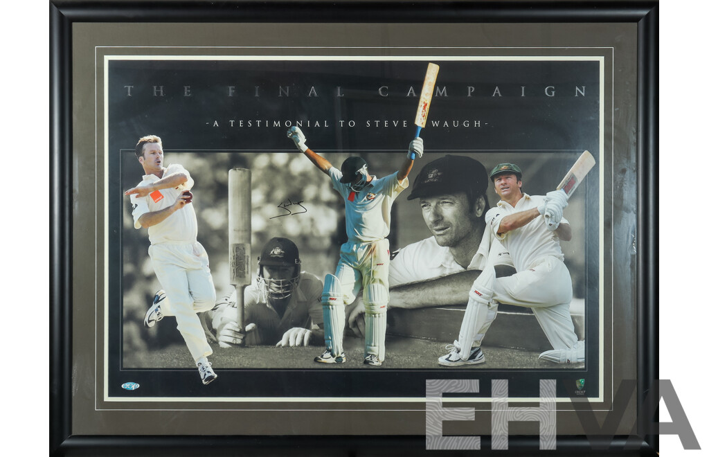 The Final Campaign - A Testimonial to Steve Waugh - Signed and Framed Poster. 92 X 122 Cm (frame)