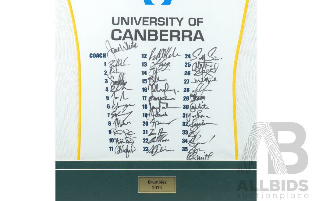 ACT Brumbies 2013 Team Signed Framed Jersey