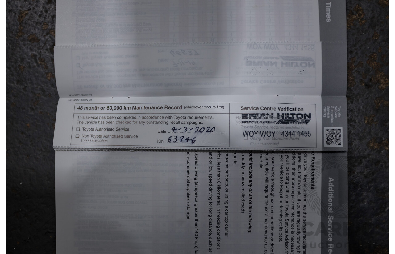 08/2018 Toyota Camry Ascent ASV70R 4D Sedan Blue Crush Metallic 2.5L