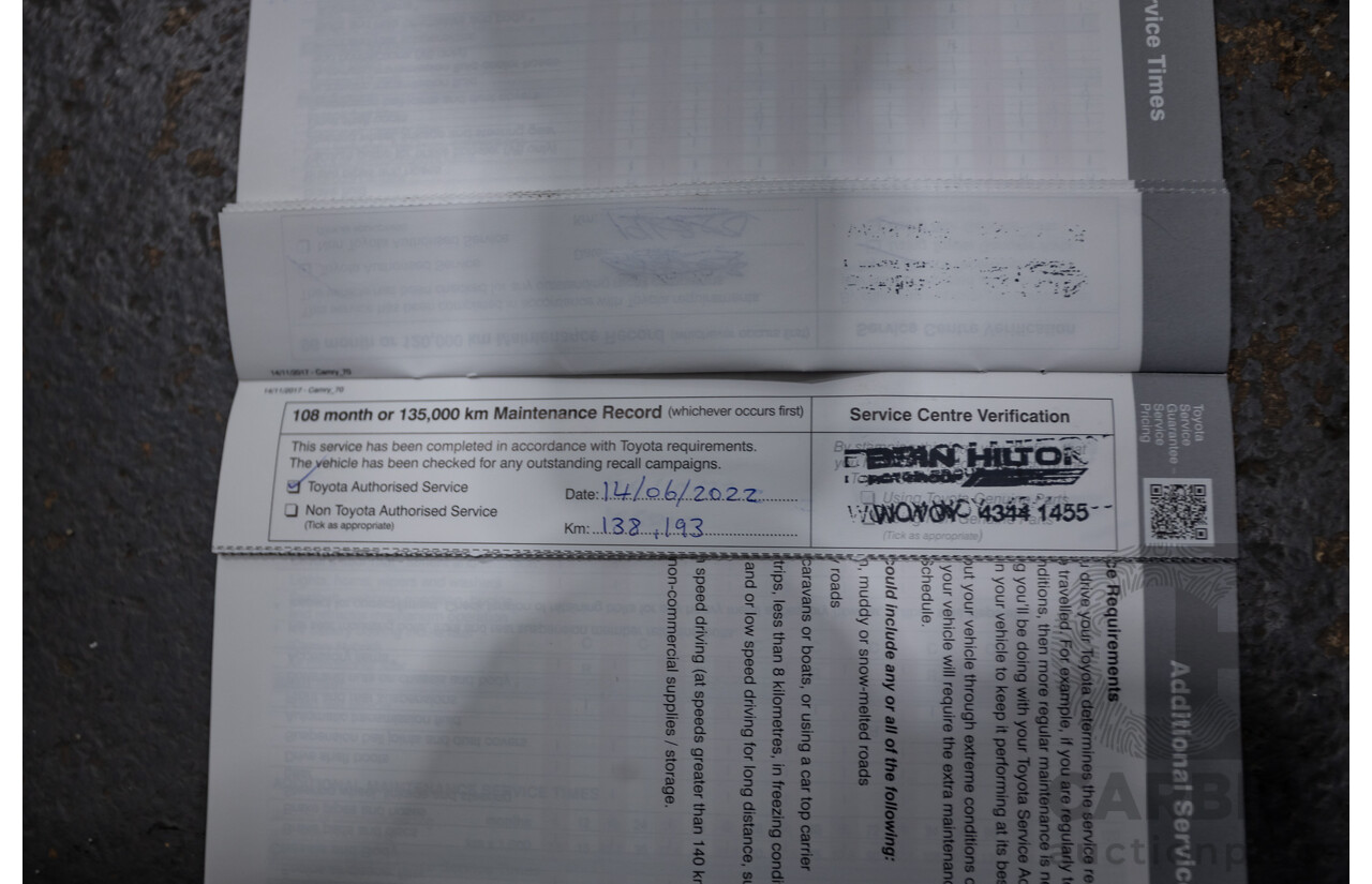 08/2018 Toyota Camry Ascent ASV70R 4D Sedan Blue Crush Metallic 2.5L