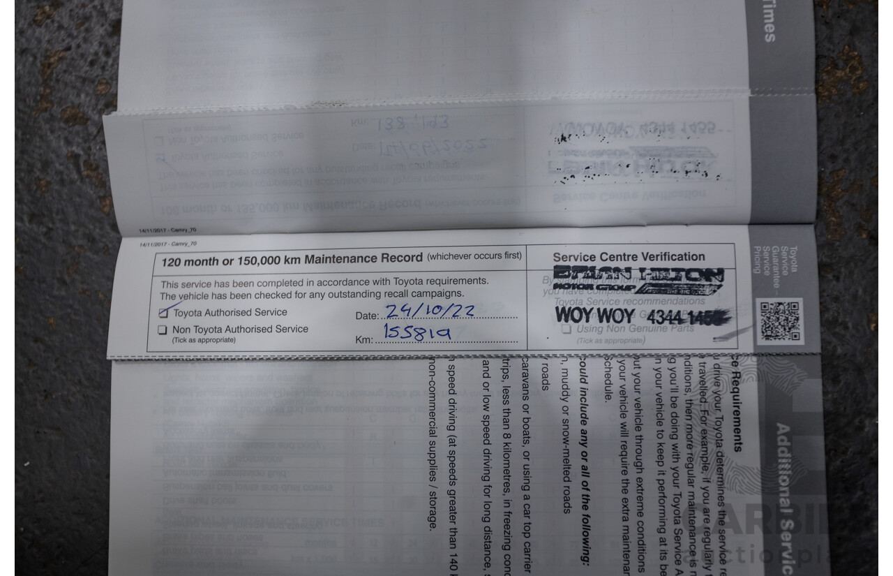 08/2018 Toyota Camry Ascent ASV70R 4D Sedan Blue Crush Metallic 2.5L