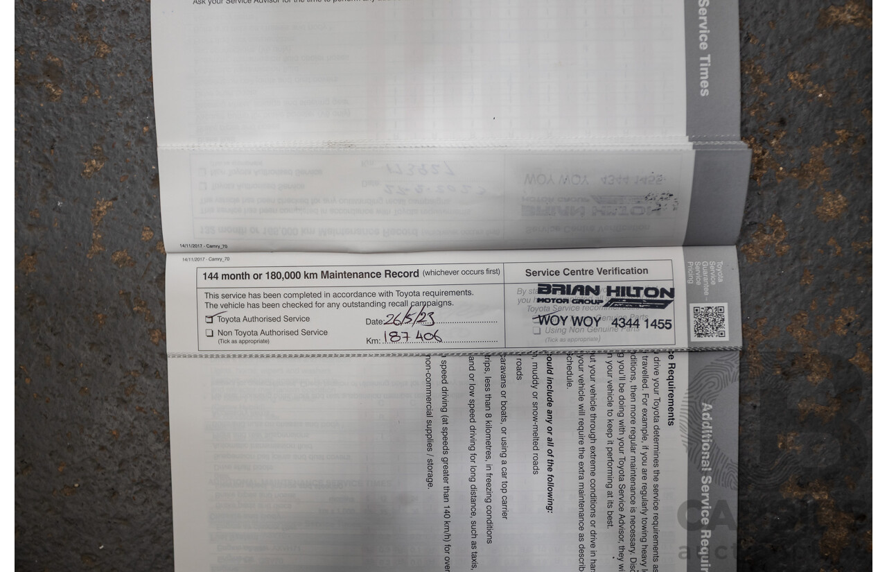 08/2018 Toyota Camry Ascent ASV70R 4D Sedan Blue Crush Metallic 2.5L