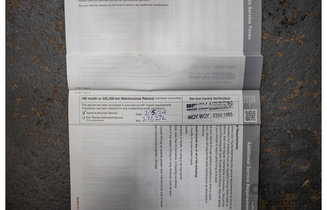 08/2018 Toyota Camry Ascent ASV70R 4D Sedan Blue Crush Metallic 2.5L