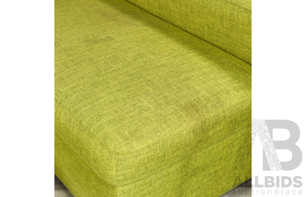 Modern Green Fabric L Shaped Lounge with Trundle Bed