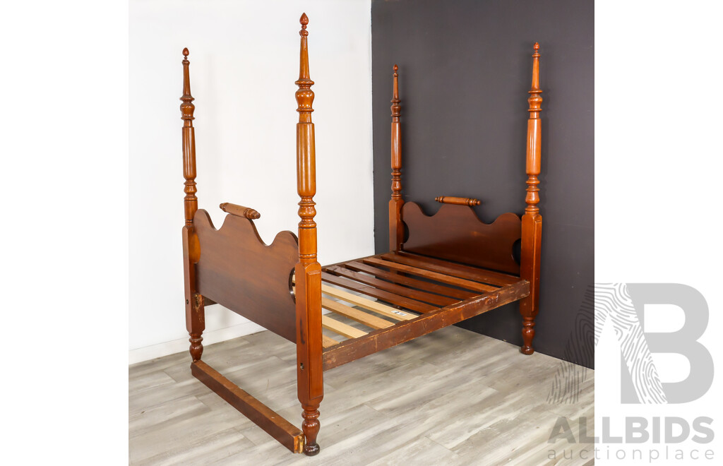 Victorian Mahogany Single Four Poster Bed