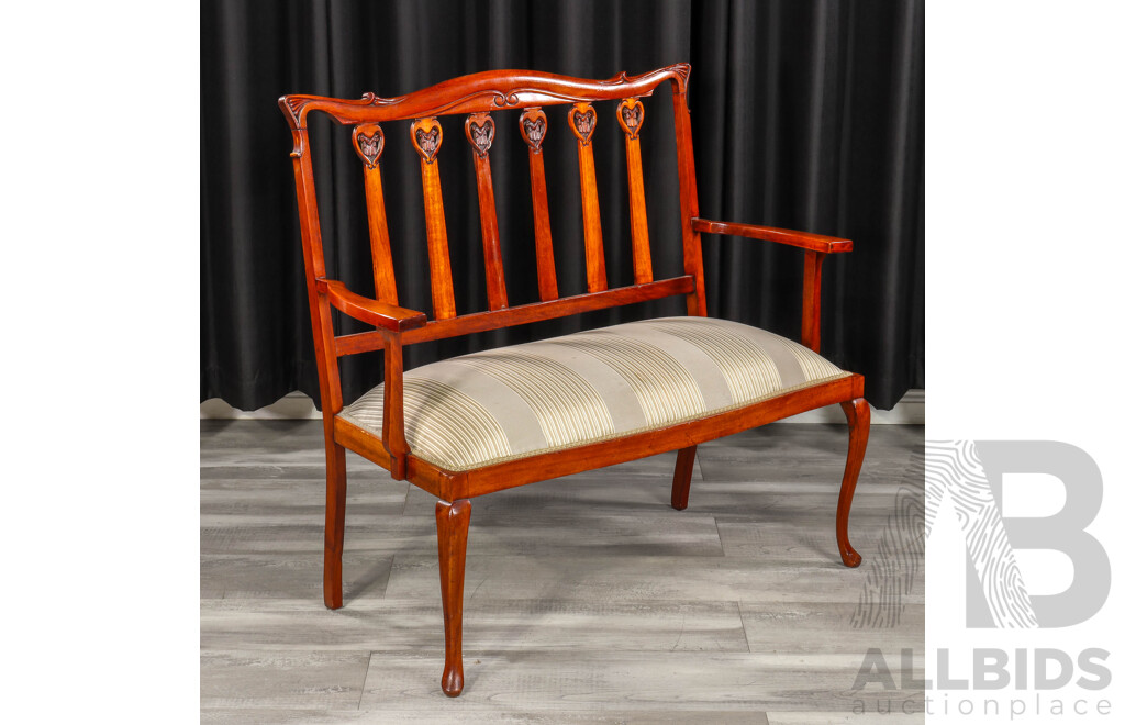 Timber Art Nouveau Style Two Seater Settee