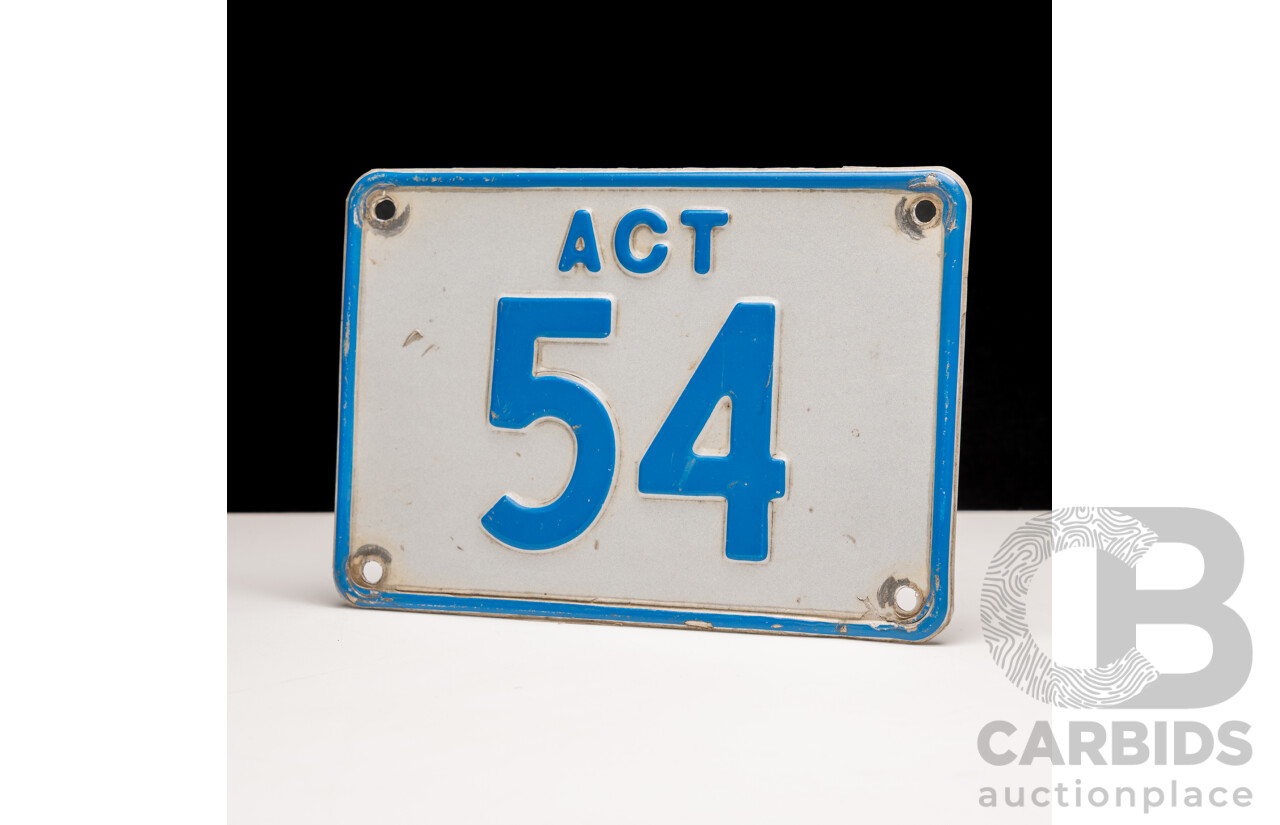 ACT 2 - Digit Motor Vehicle Number Plate - 54 ** NO BUYERS PREMIUM **