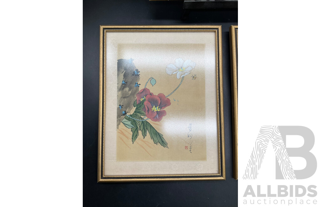 Set of 3 Framed Chinese Silk Painting