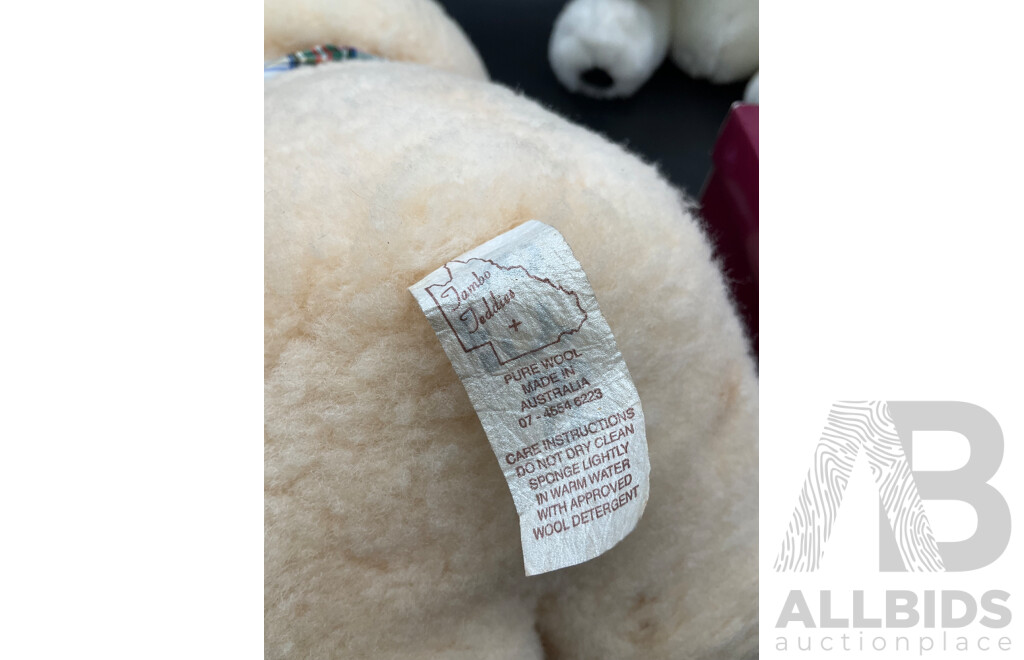 ASHTON DRAKE Porcelain Baby Doll ''Little Bit of Sunshine'', Tambo Teddies Bear and CocaCola Plush Polar Bear and Meerkat Plush Toy - Lot of 4