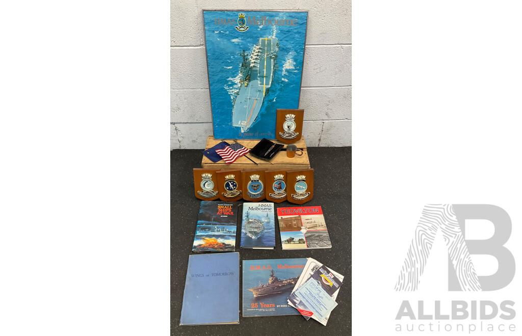 Collection of Memorabilia Releated to the HMAS and Royal Australian Navy, Including Rum Navy 1/2 Gill Copper Cup