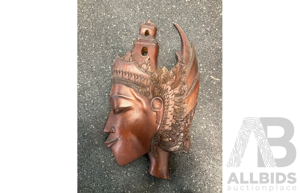 Collection of Decorative Wood Carving, Including a Replica of the Aztec Sun Calendar - Lot of 7