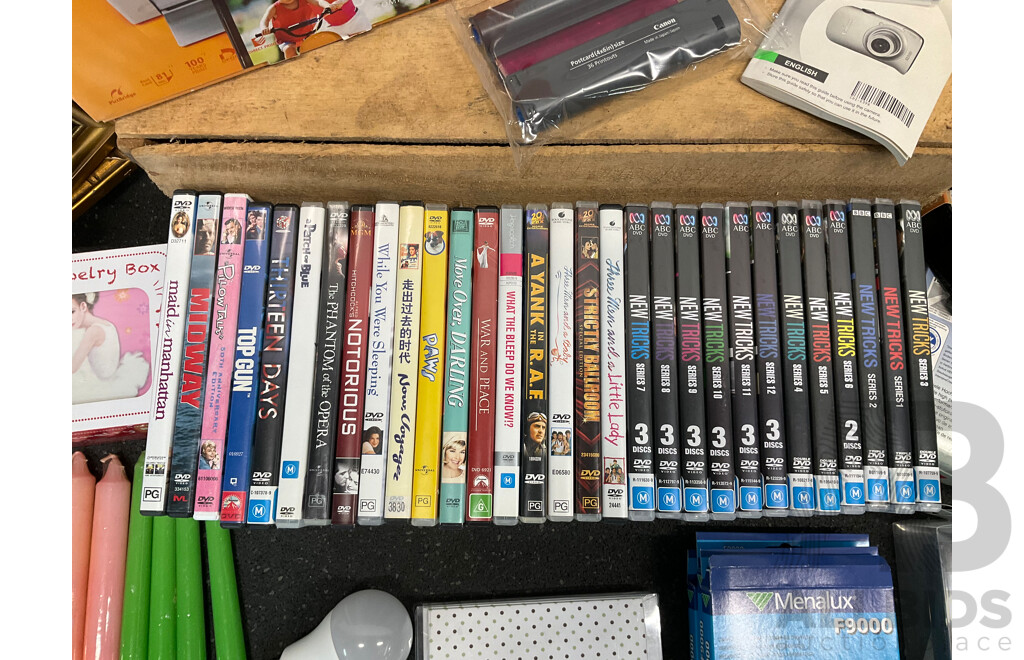 CANON Selphy Photo Printer with Accesories, SONY Digital Camera, Assorted DVD's, 3D Sync Transmitter and More